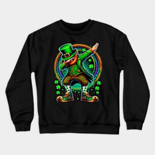 St Patricks Day Dabbing Leprechaun Boys Girls Men Dab Dance Crewneck Sweatshirt